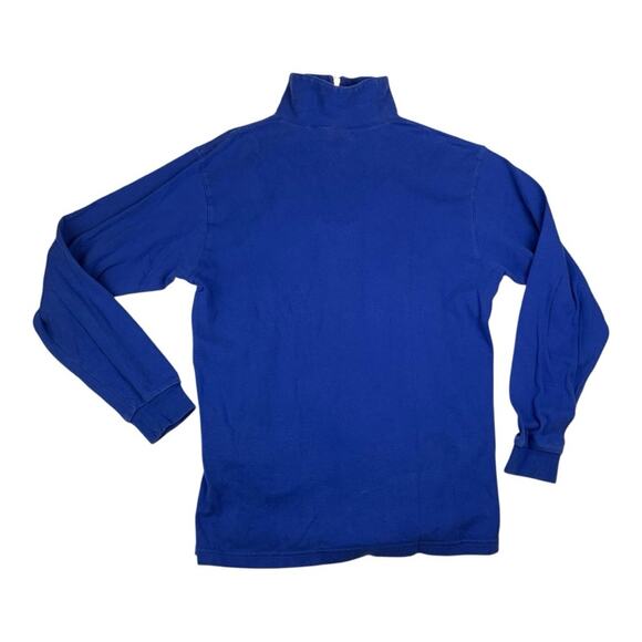 Descente womens large cotton Blue Quarter-Zip pullover shirt long sleeve ski log - Picture 2 of 10